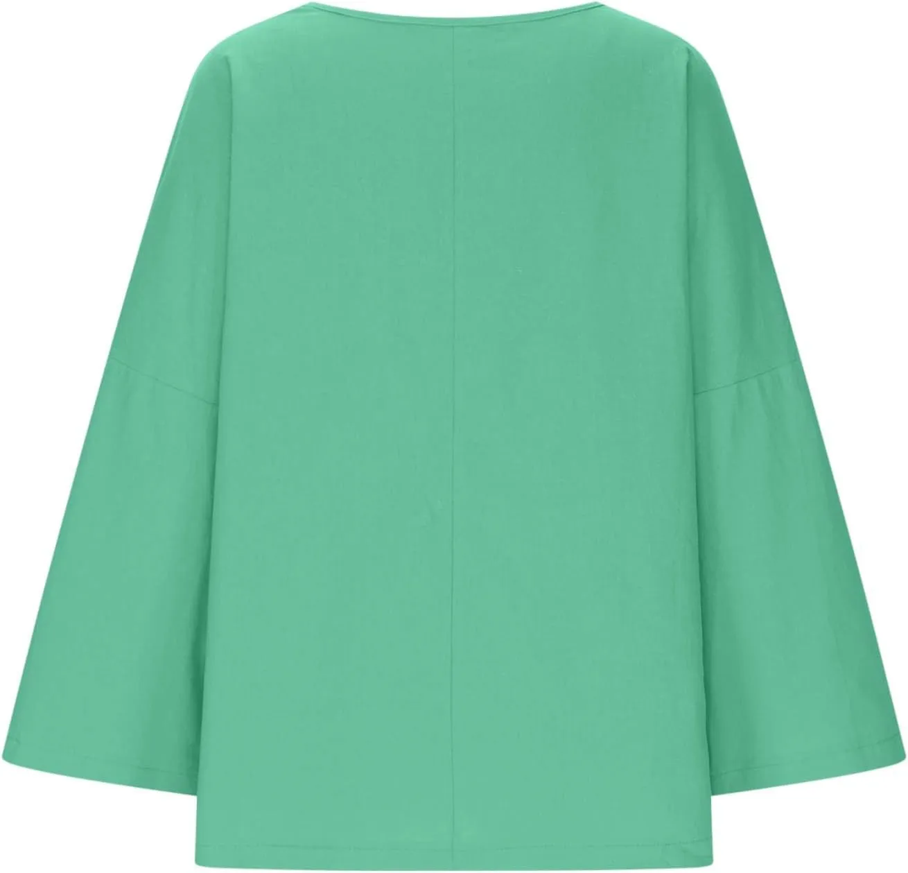 Cotton Linen Shirts for Women Solid Color Basic Long Sleeve Tee Tops Summer Casual Crew Neck Split Hem Tunic Blouses
