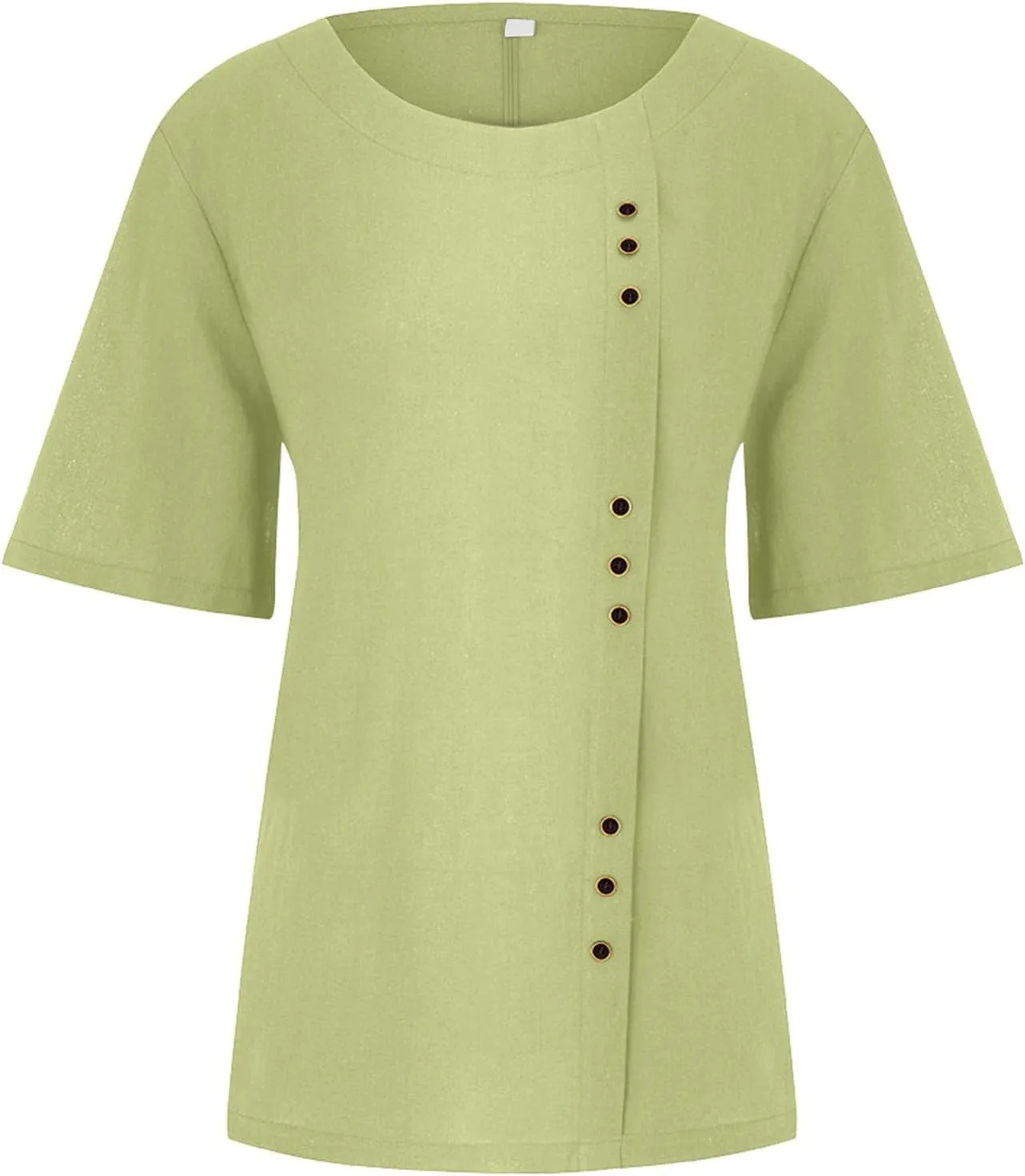 Cotton Linen Tops for Women Short Sleeve Round Neck T Shirts Oversized Embroidery Floral Printed Loose Blouses S-5XL