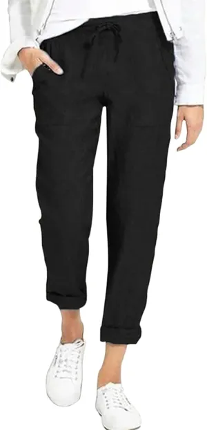 Cropped Pants for Women Plus Size Summer 2024 Trendy Casual Tapered Pants Comfy Straight Leg Trousers Yoga Beach Work Pant