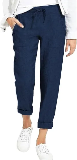 Cropped Pants for Women Plus Size Summer 2024 Trendy Casual Tapered Pants Comfy Straight Leg Trousers Yoga Beach Work Pant