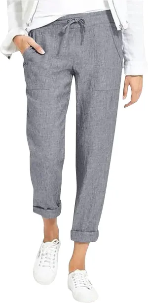 Cropped Pants for Women Plus Size Summer 2024 Trendy Casual Tapered Pants Comfy Straight Leg Trousers Yoga Beach Work Pant