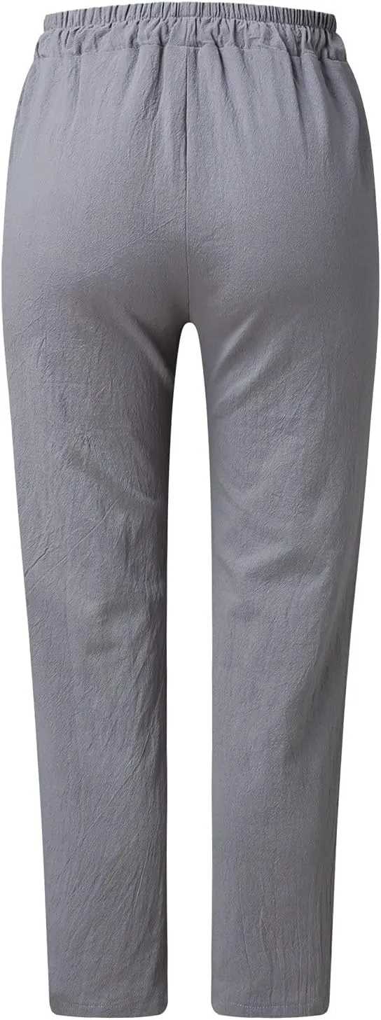 Cropped Pants for Women Plus Size Summer 2024 Trendy Casual Tapered Pants Comfy Straight Leg Trousers Yoga Beach Work Pant