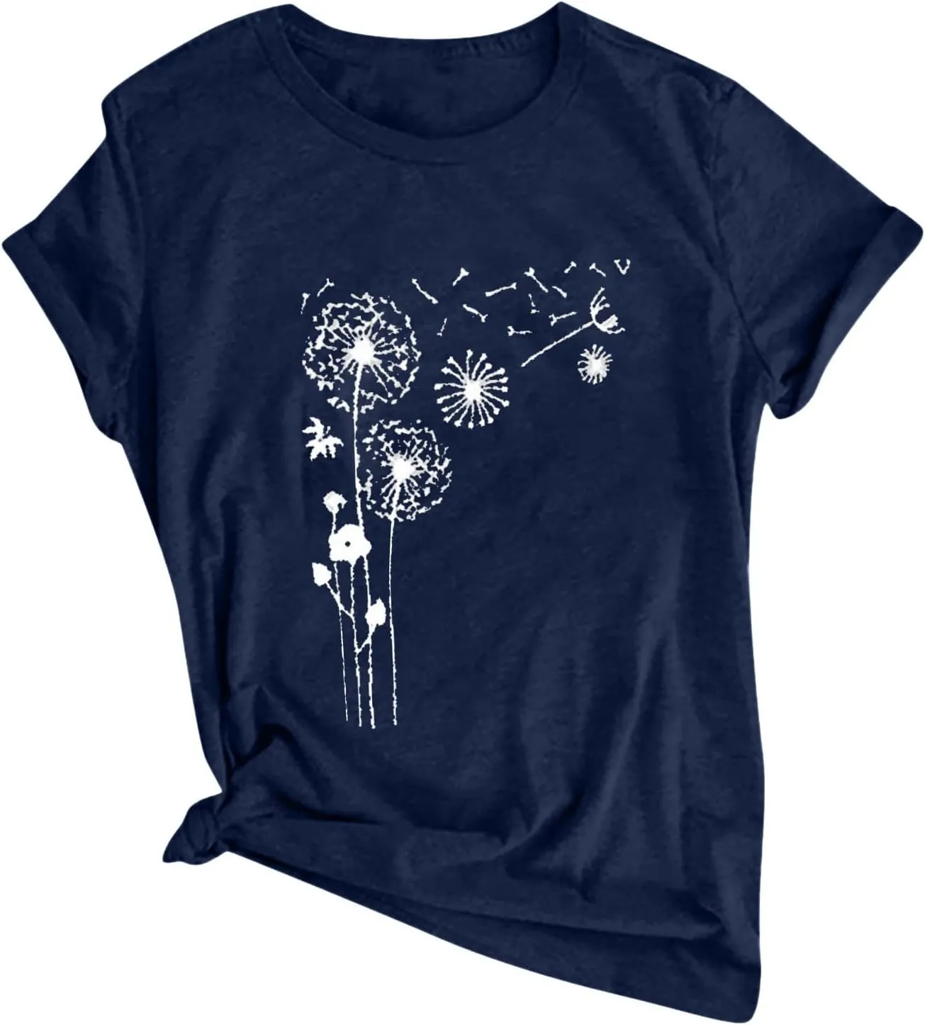 Dandelion Graphic Tees for Women Cute Dandelion Tee Shirts Casual Crew Neck T Shirts 2024 Summer Basic Top Blouse