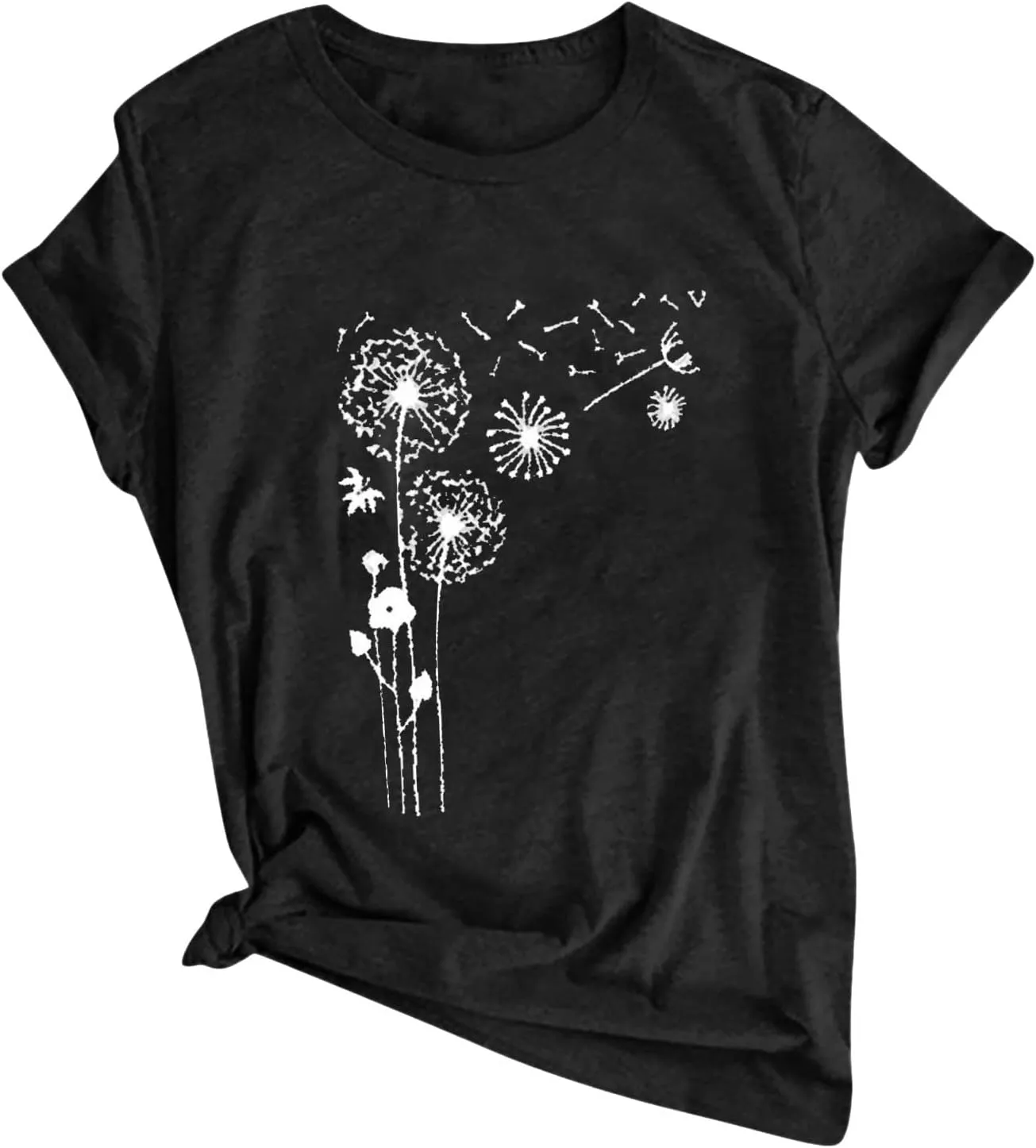 Dandelion Graphic Tees for Women Cute Dandelion Tee Shirts Casual Crew Neck T Shirts 2024 Summer Basic Top Blouse