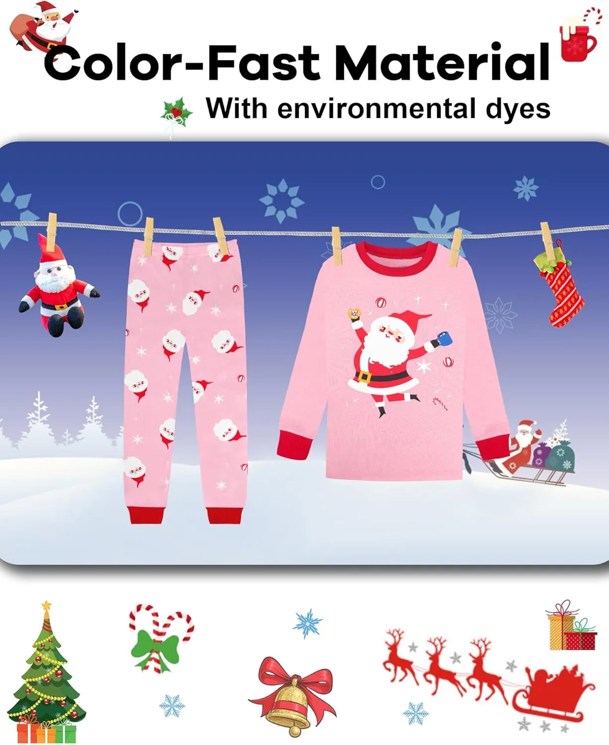 DAUGHTER QUEEN 18 Months-12 Years Boys & Girls Christmas Pajamas 100% Cotton Sleepwear