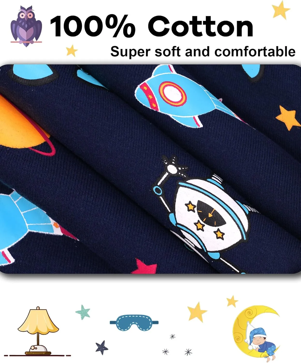 DAUGHTER QUEEN Boys 100% Cotton Long Sleeve Pajamas Size 18Months-12Years