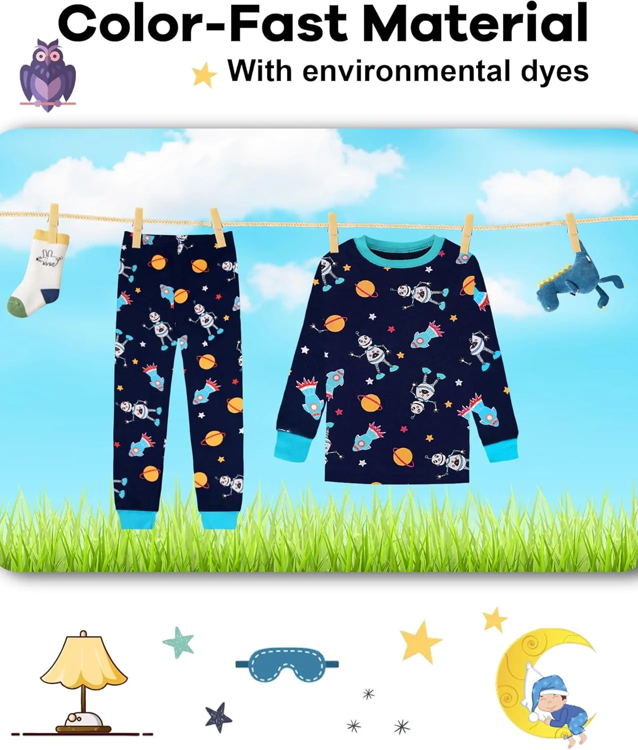 DAUGHTER QUEEN Boys 100% Cotton Long Sleeve Pajamas Size 18Months-12Years