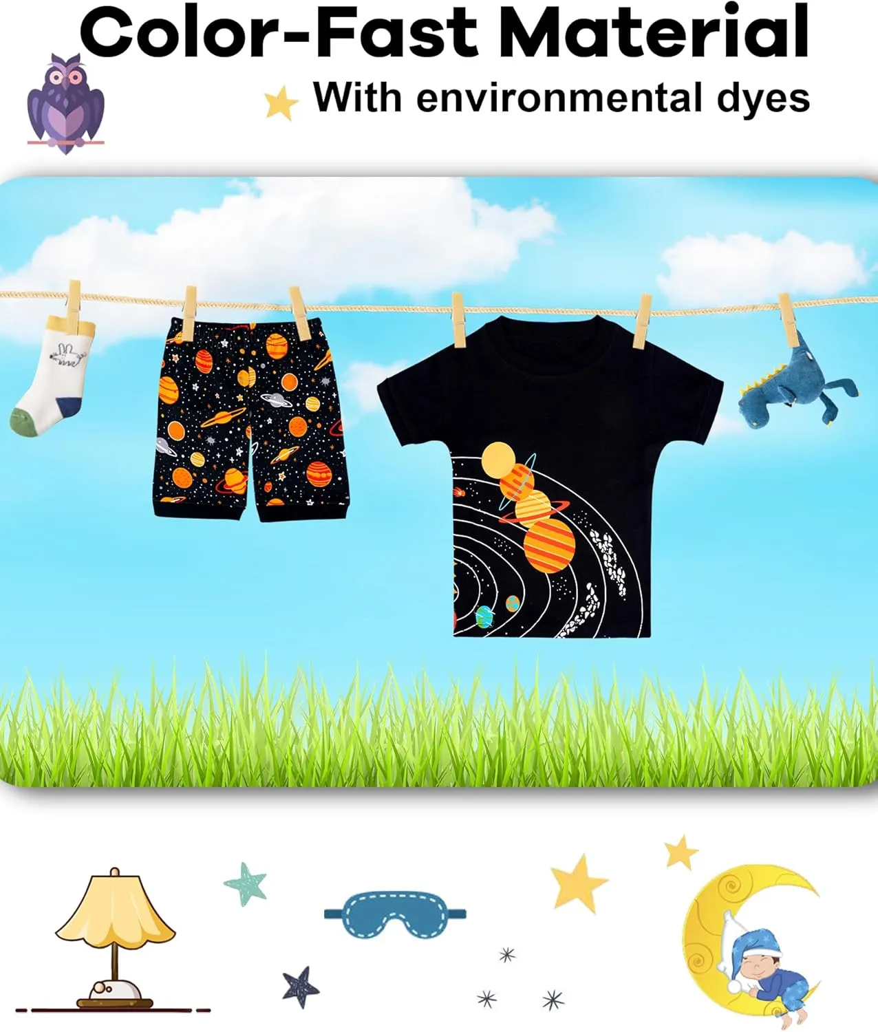 DAUGHTER QUEEN Boys Summer Pajamas Set 4 Pieces 100% Cotton Sleepwear Size 18 Months-12 Years
