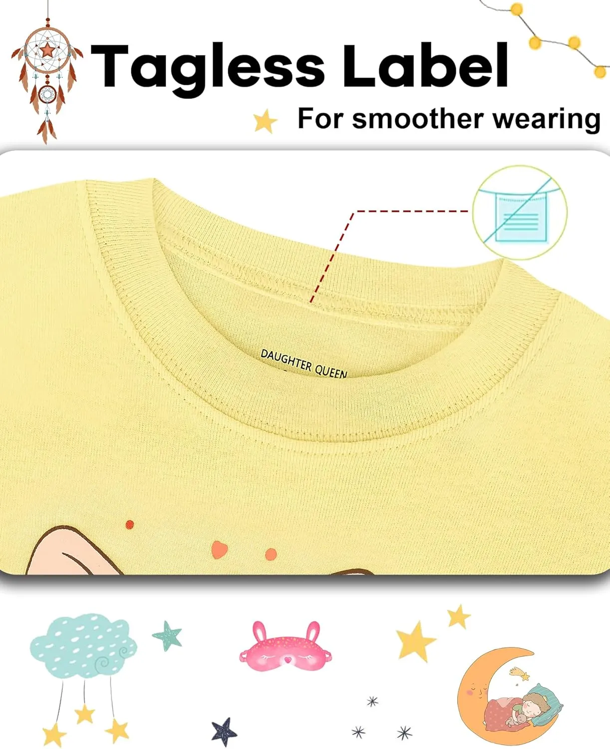 DAUGHTER QUEEN Girls Summer Pajamas Set 4 Pieces 100% Cotton Sleepwear Size 18 Months-12 Years