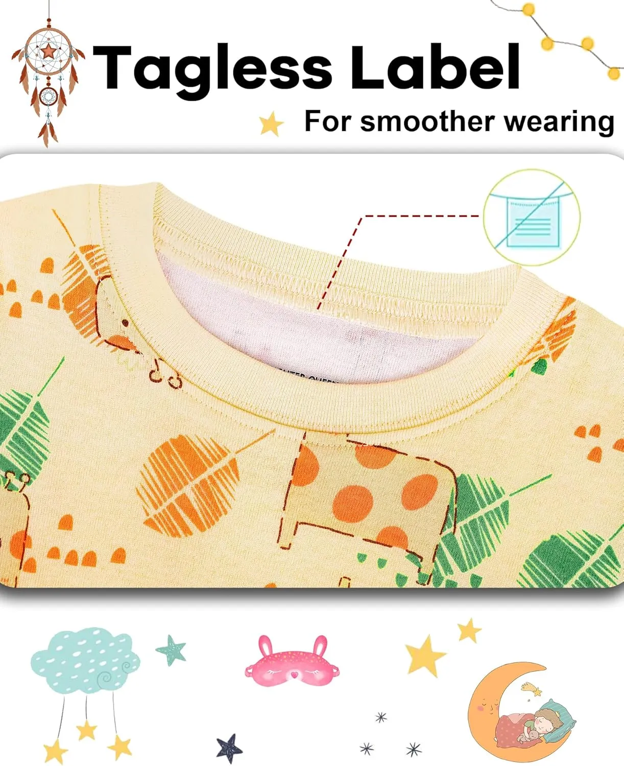 DAUGHTER QUEEN Girls Summer Pajamas Set 4 Pieces 100% Cotton Sleepwear Size 18 Months-12 Years
