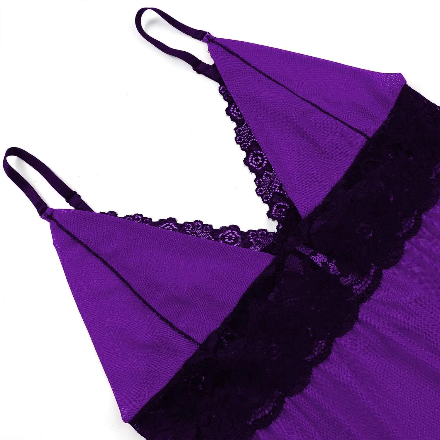 Donnalla Women Plus Size Lingerie - Sexy Split Cup Lace Babydoll Sleepwear Chemise Set 2XL,3XL,4XL