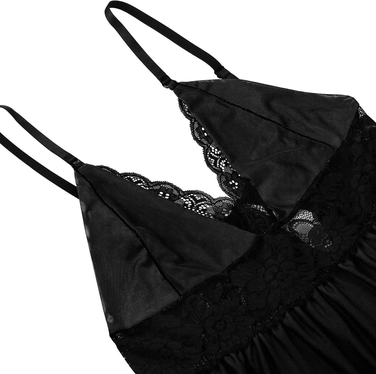 Donnalla Women Plus Size Lingerie - Sexy Split Cup Lace Babydoll Sleepwear Chemise Set 2XL,3XL,4XL