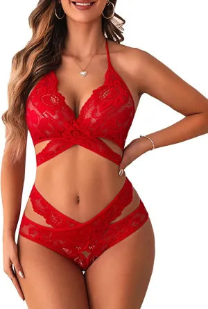 Donnalla Women Sexy Lingerie Set Two Piece Lace Bra and Panty Set Bralette Sleepwear