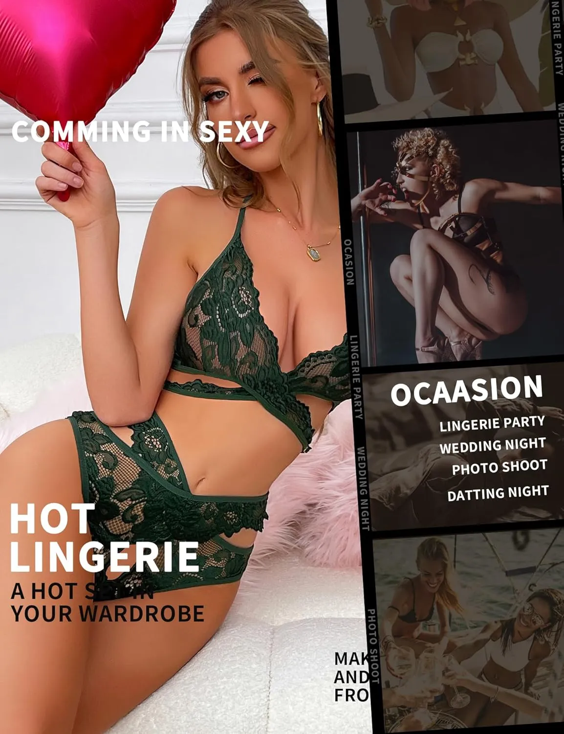 Donnalla Women Sexy Lingerie Set Two Piece Lace Bra and Panty Set Bralette Sleepwear