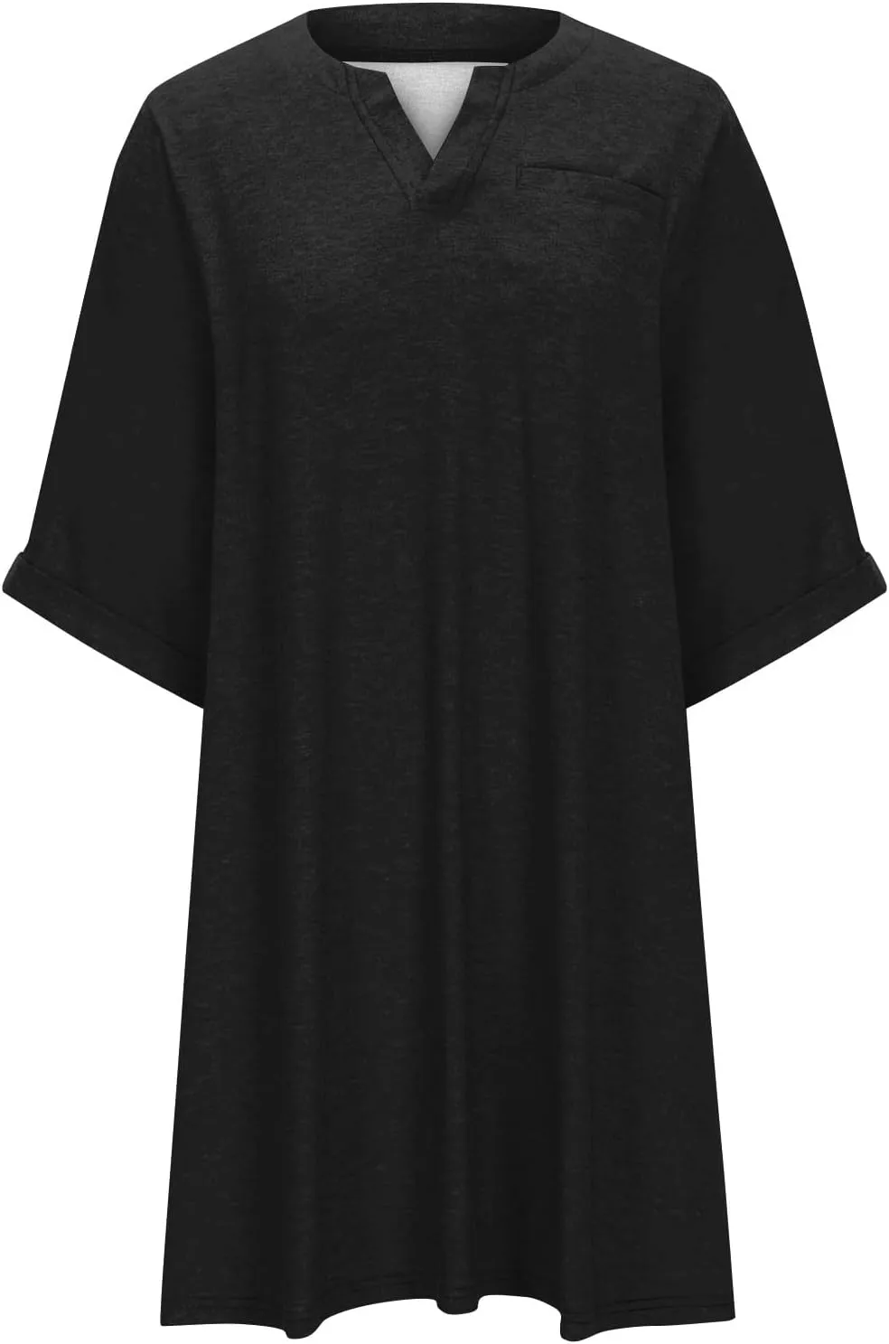 Dresses for Women 2024 Plus Szie 3/4 Length Sleeve Shirt Dress Trendy Loose Fit V Neck Sundress Casual Beach Dress