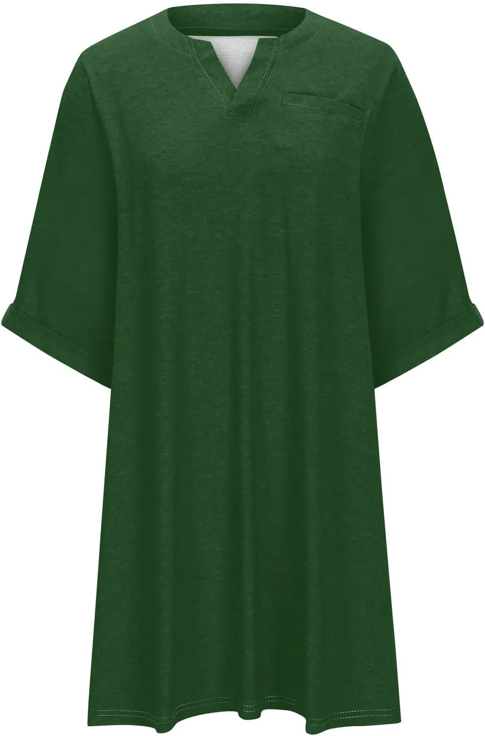Dresses for Women 2024 Plus Szie 3/4 Length Sleeve Shirt Dress Trendy Loose Fit V Neck Sundress Casual Beach Dress
