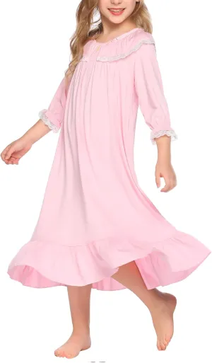 Ekouaer Girl's Soft Princess Nightgowns Sleep Shirt