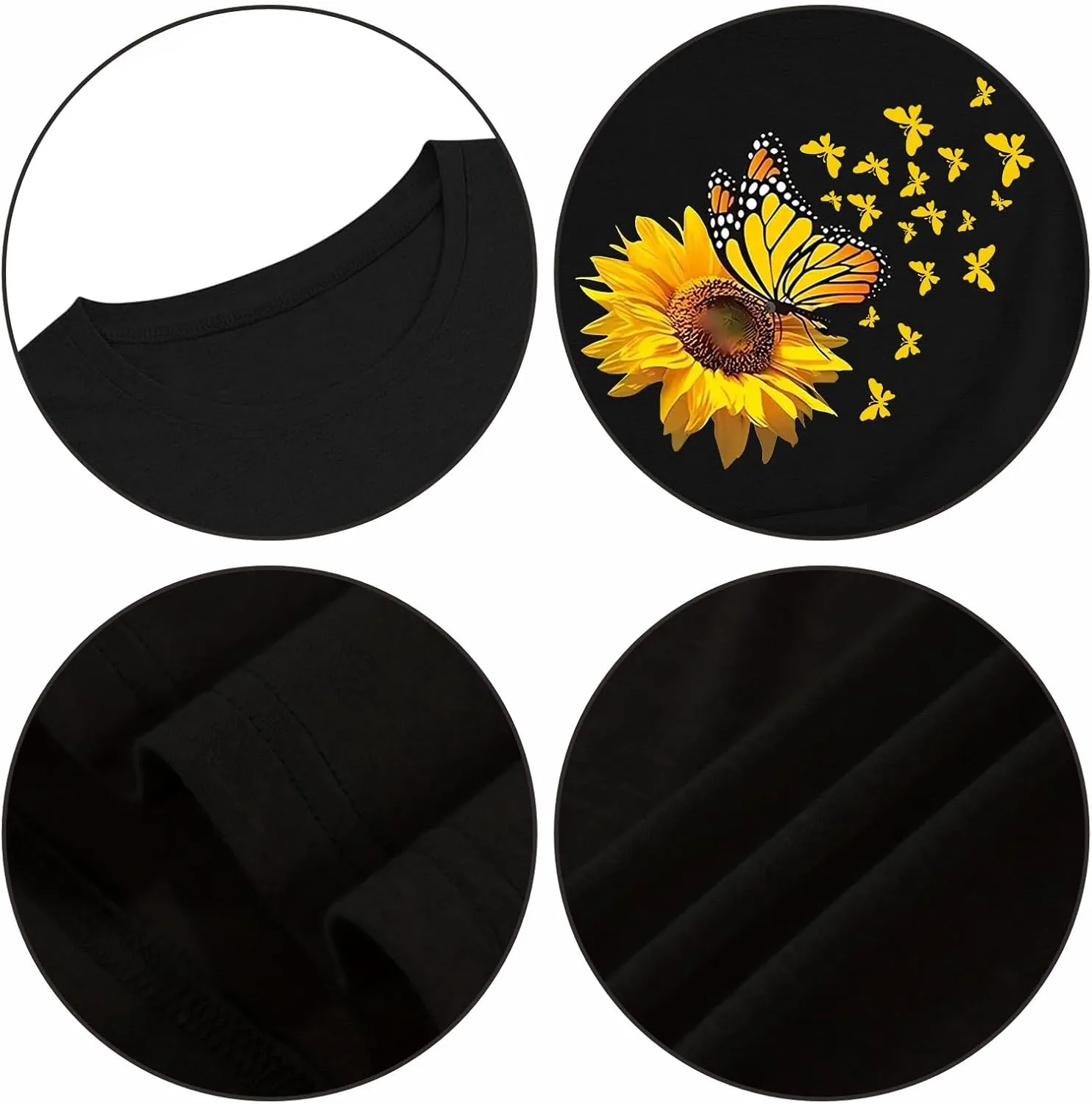 EUOW Women's Sunflower Graphic Shirts Boho Flowers Tee Tops Cute Summer Vintage Short Sleeve Holiday T Shirt