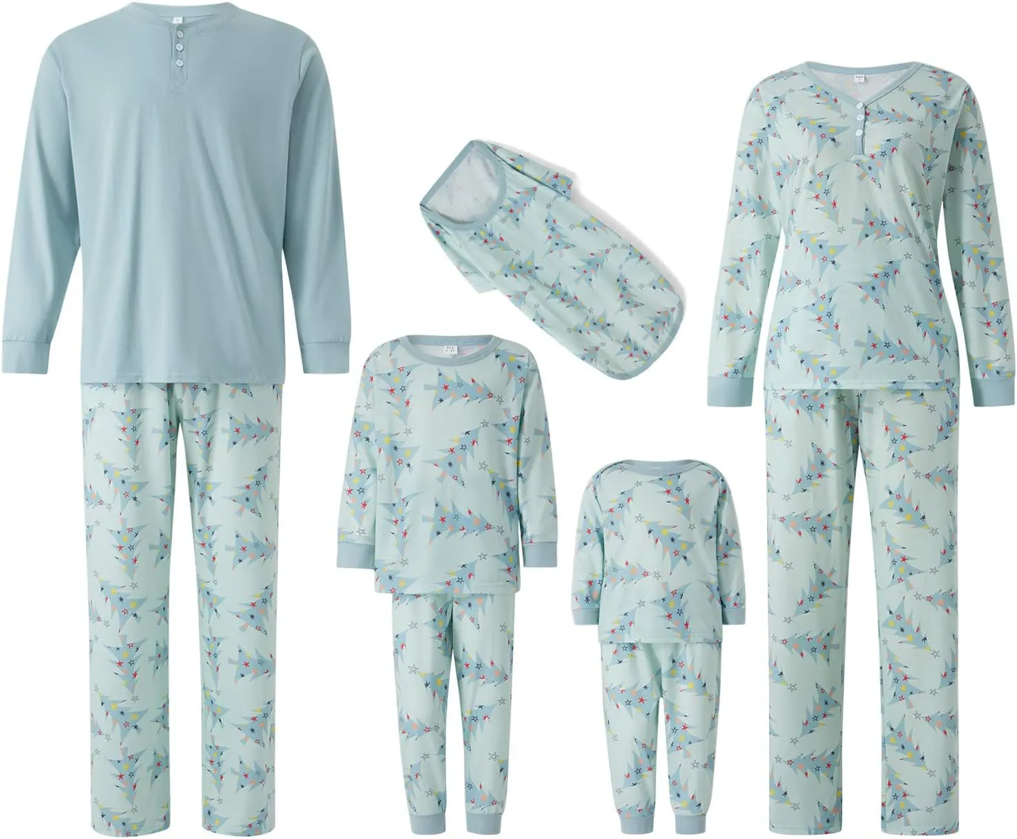 Family Pajamas Set Matching Xmas Christmas tree Pjs Nightwear for Pet Baby Kid Dad Mom