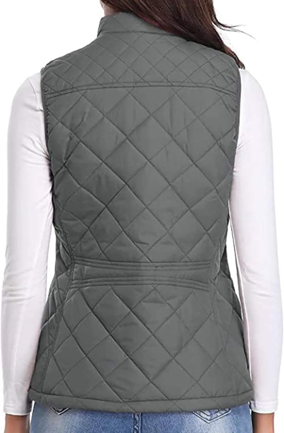 Fashion Puffer Vest Women Fall Winter Sleeveless Coats Down Cotton Waistcoat with Pockets Zip Up Quilted