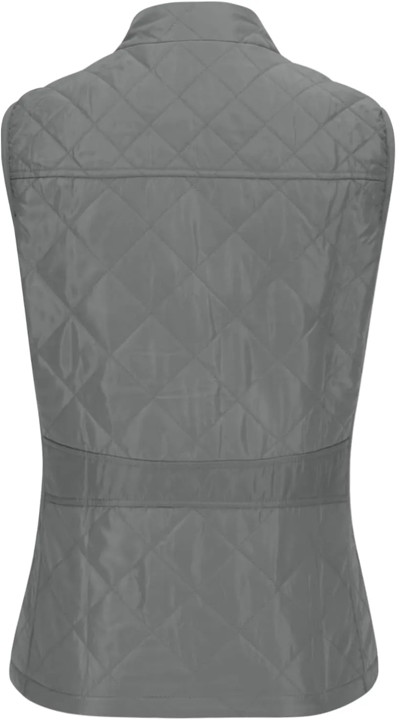 Fashion Puffer Vest Women Fall Winter Sleeveless Coats Down Cotton Waistcoat with Pockets Zip Up Quilted