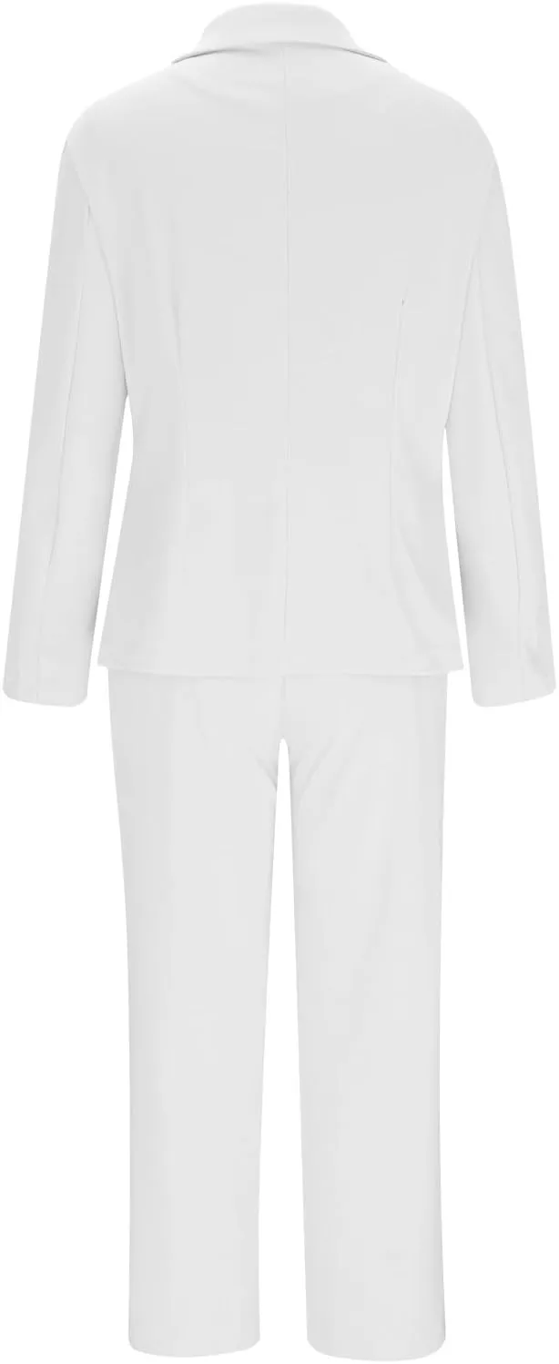 Firzero Pant Suits for Women Dressy Plus Size 2 Piece Blazer Sets Fall Button Blazer and Casual Wide Leg Pants Jacket Outfits