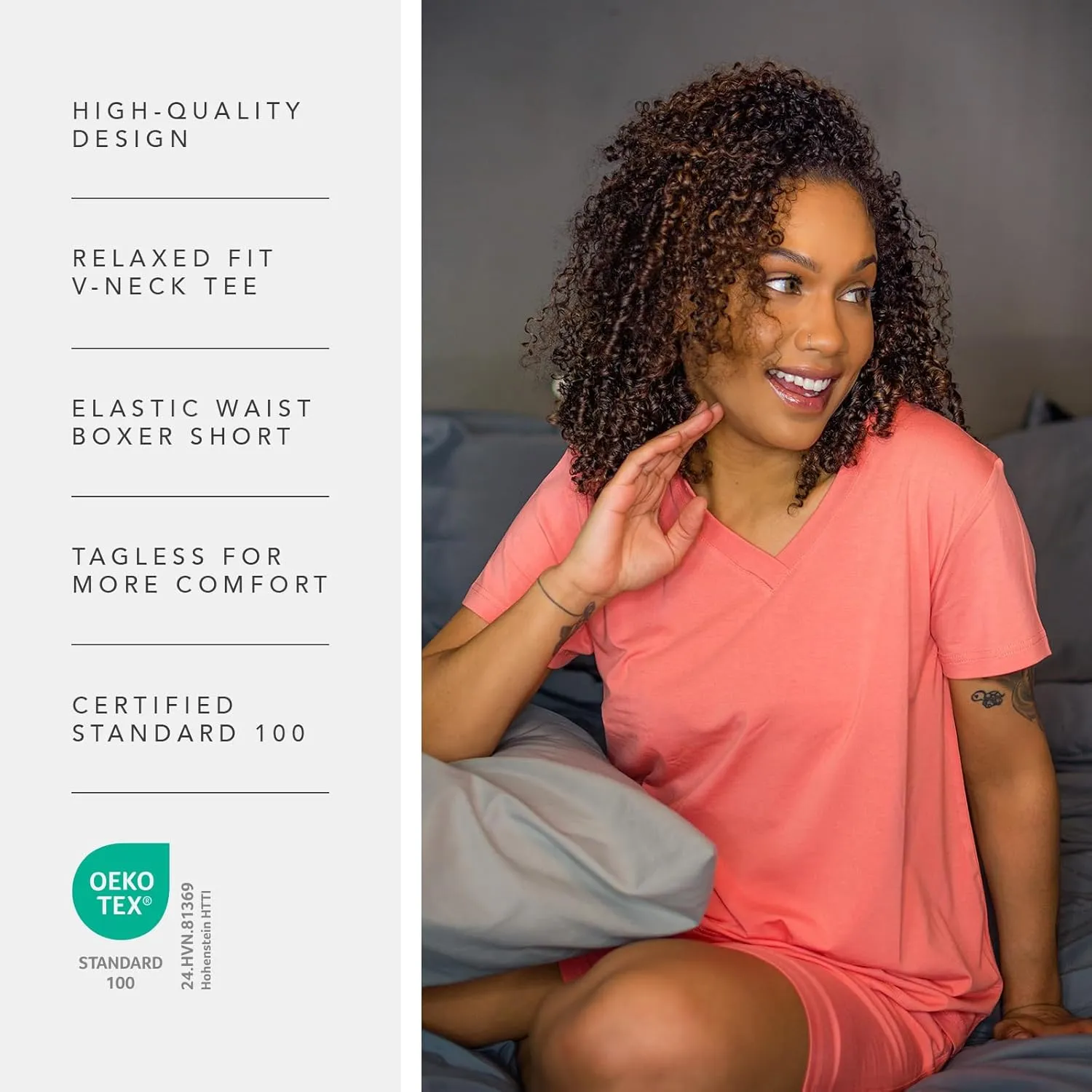 Fishers Finery Ecofabric Pajamas; Shorts and Tee Set; Comfort Fit