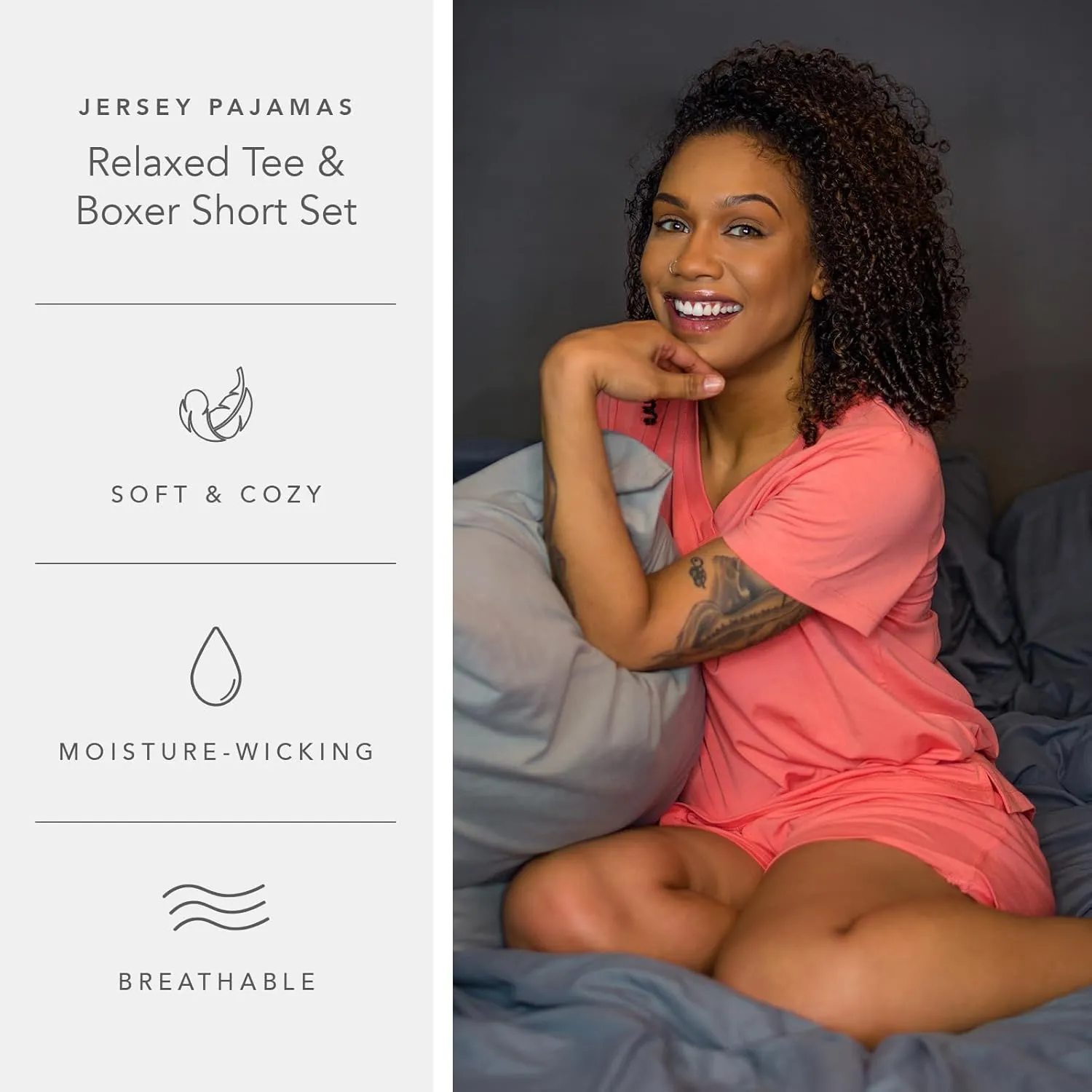 Fishers Finery Ecofabric Pajamas; Shorts and Tee Set; Comfort Fit