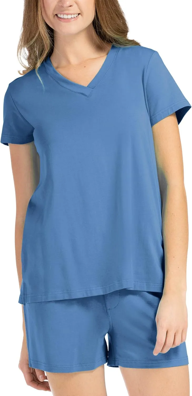 Fishers Finery Ecofabric Pajamas; Shorts and Tee Set; Comfort Fit