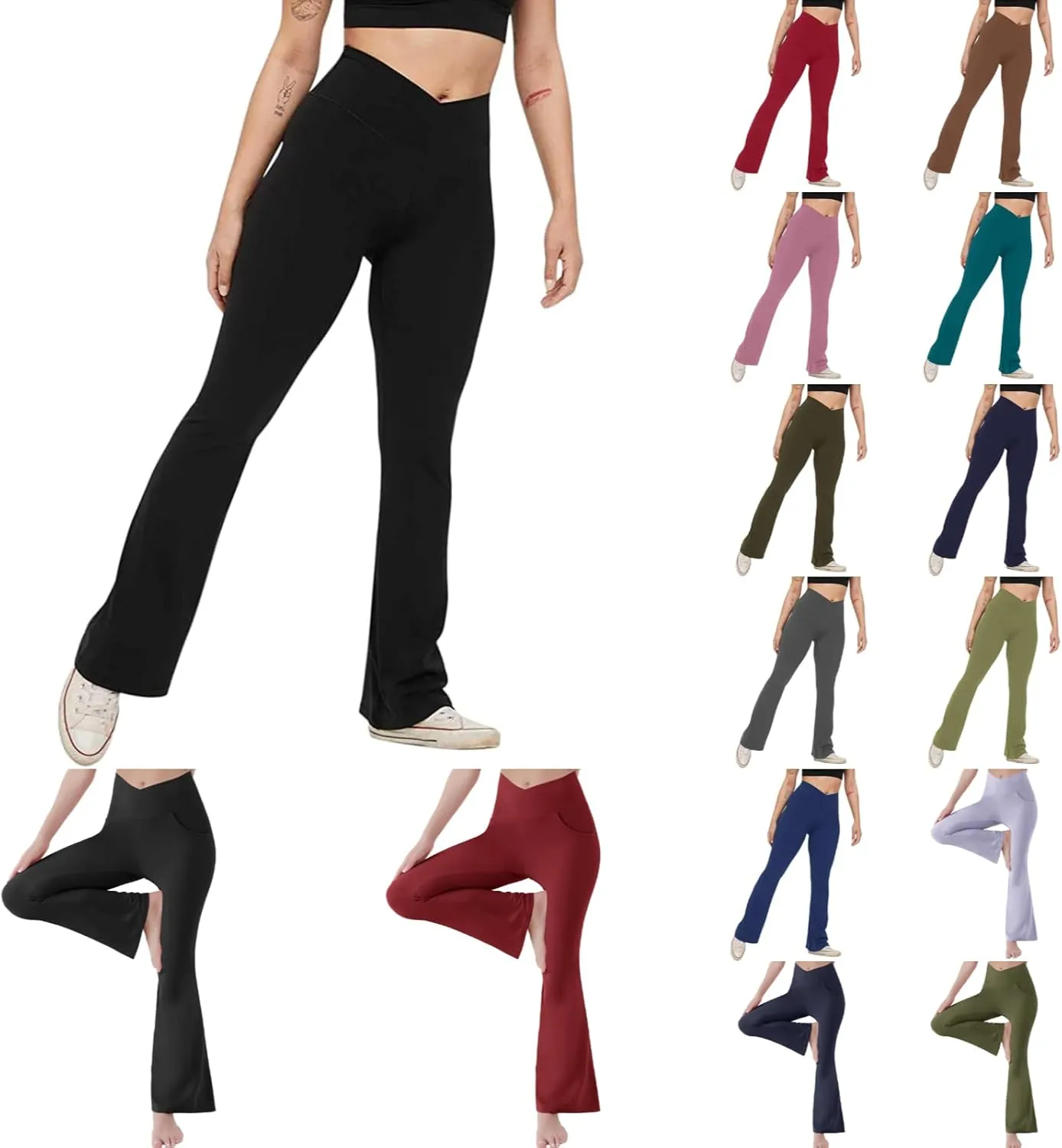 Flare Yoga Pants Womens High Waist Sports Workout Running Straight Leg Pant Plus Size Sexy Fitness Breathable Trousers
