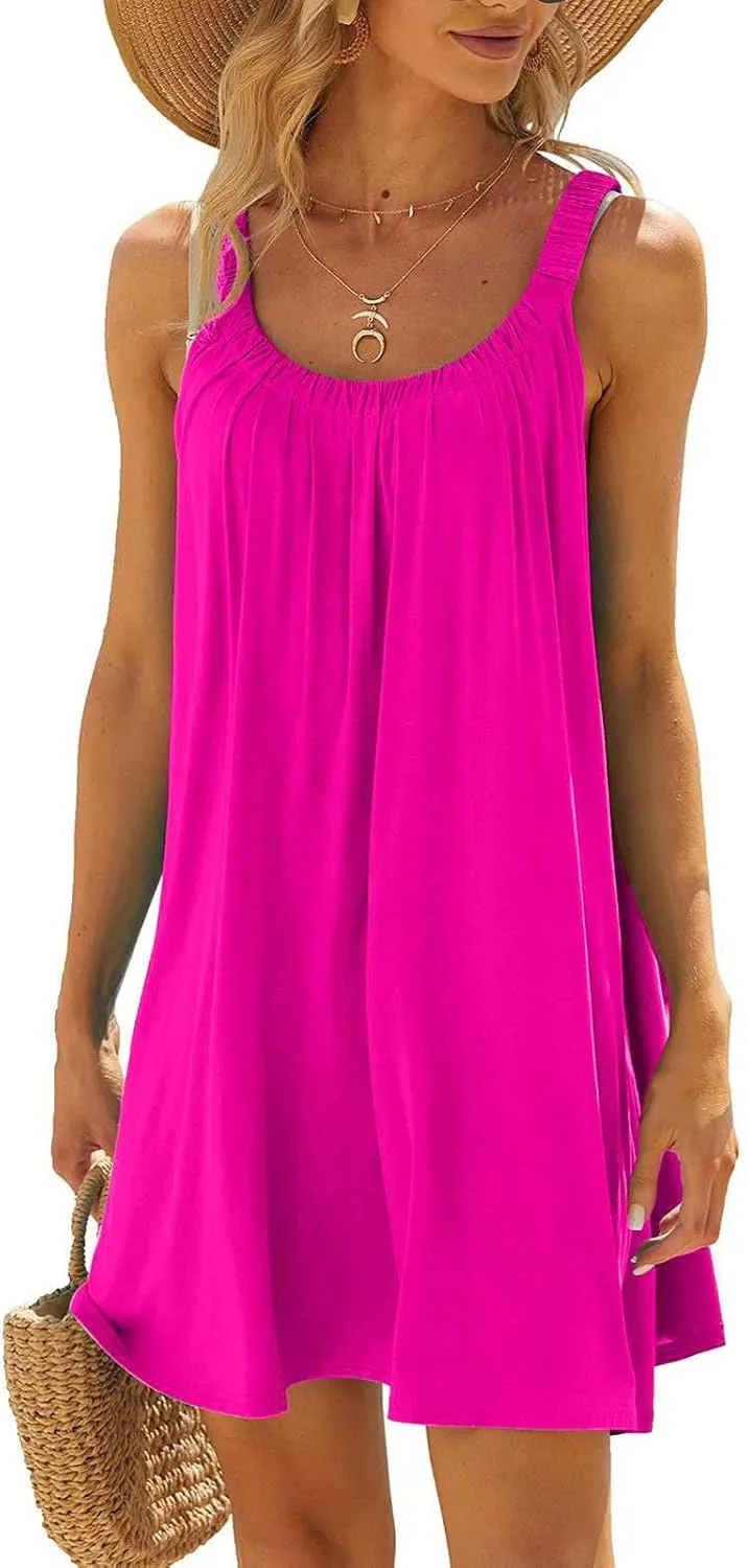 FZYLQY Summer Dresses for Women 2024 Casual Sleeveless Tank Dress Trendy Loose Fit Flowy Cute Swing Dress Cover Up Sundress