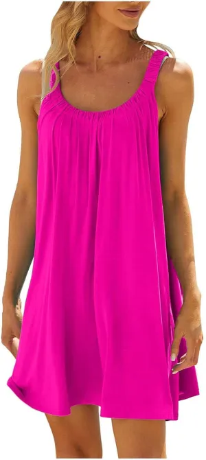 FZYLQY Summer Dresses for Women 2024 Casual Sleeveless Tank Dress Trendy Loose Fit Flowy Cute Swing Dress Cover Up Sundress