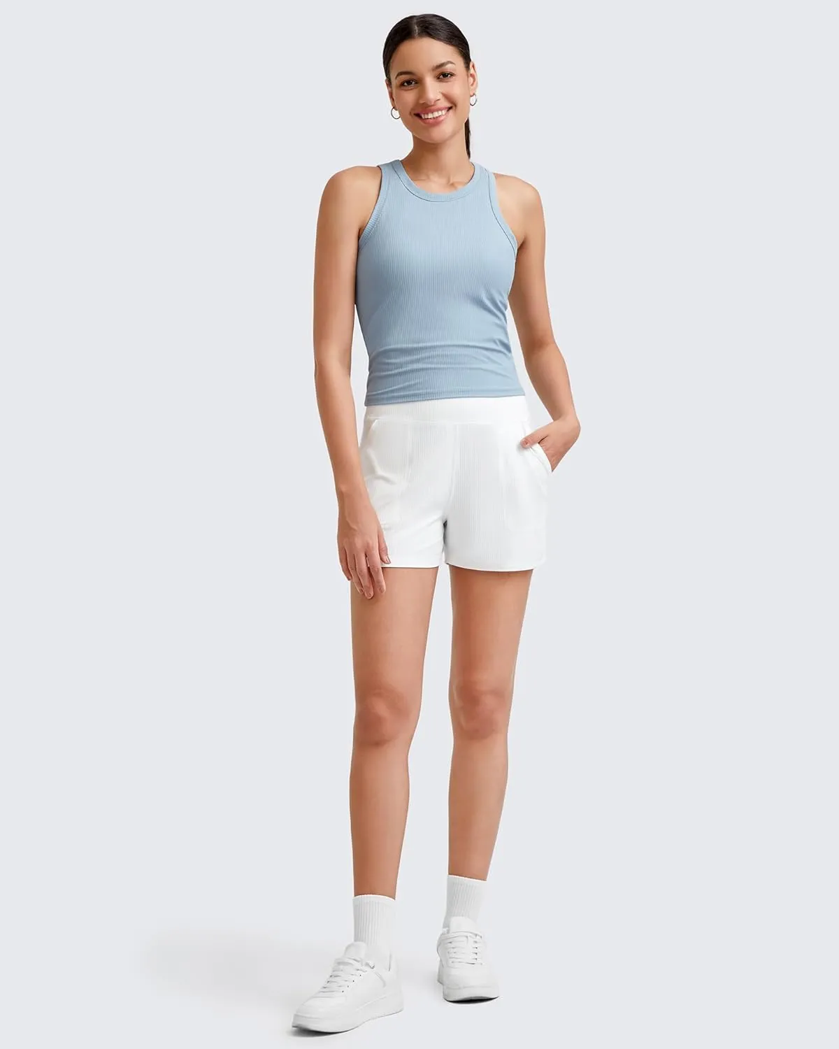 G4Free Workout Tank Tops for Women Slim Fitted Racerback Ribbed Athletic Gym Yoga Tanks Summer Casual