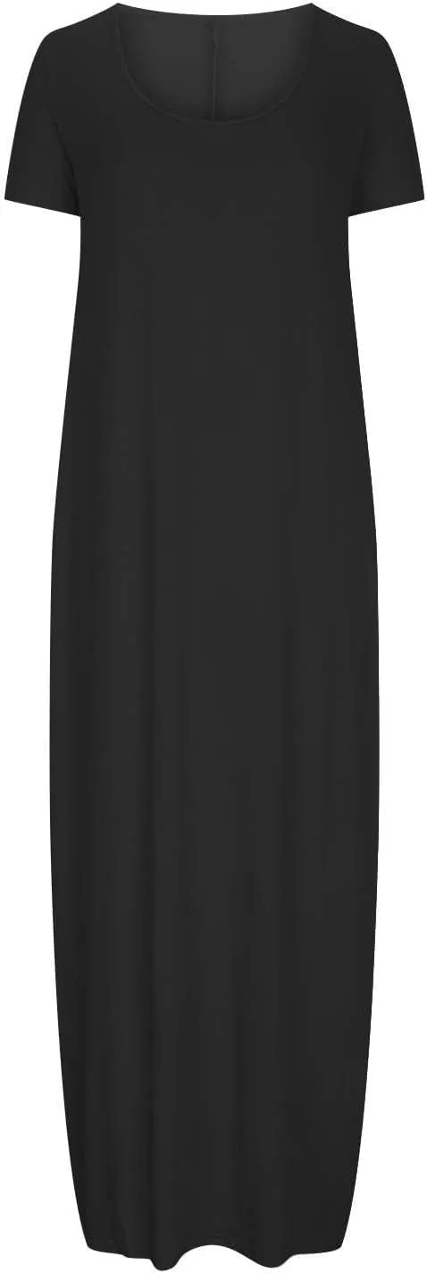 GOKKILRW Womens Short Sleeve T-Shirt Dress Casual Loose Maternity Long Dress Maxi Beach Sundress Nightgowns Pjs Loungewear
