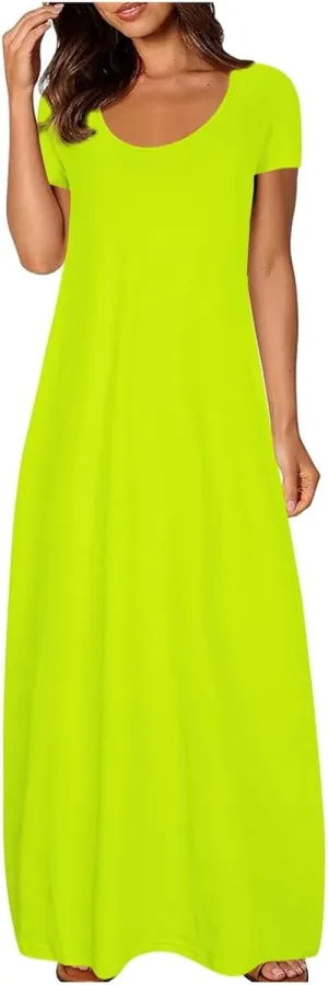GOKKILRW Womens Short Sleeve T-Shirt Dress Casual Loose Maternity Long Dress Maxi Beach Sundress Nightgowns Pjs Loungewear
