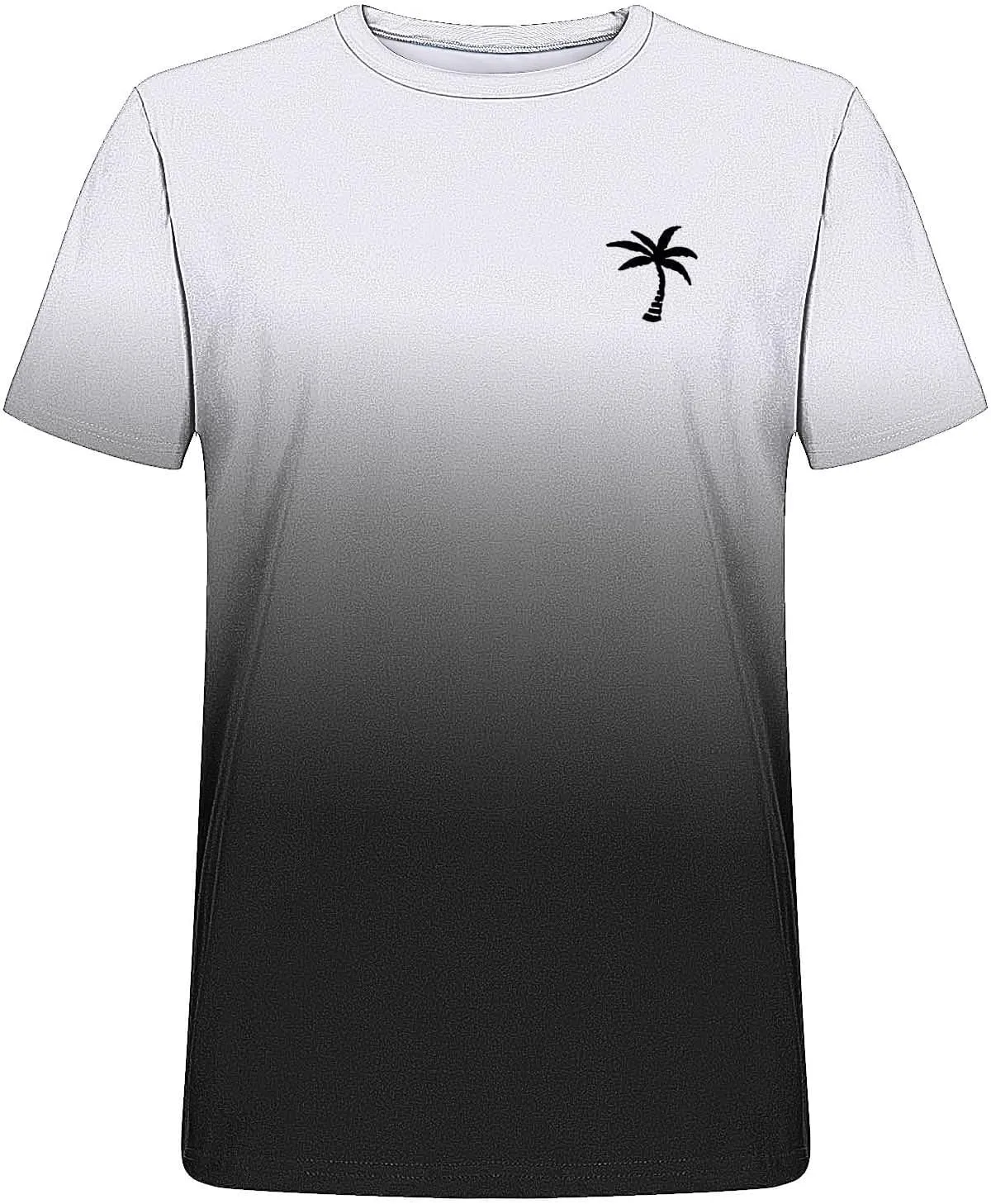 Graphic Beach Tees for Men Gradient Short Sleeve Summer Vacation T-Shirts Fashion Plam Tree Printed Streetwear Tees
