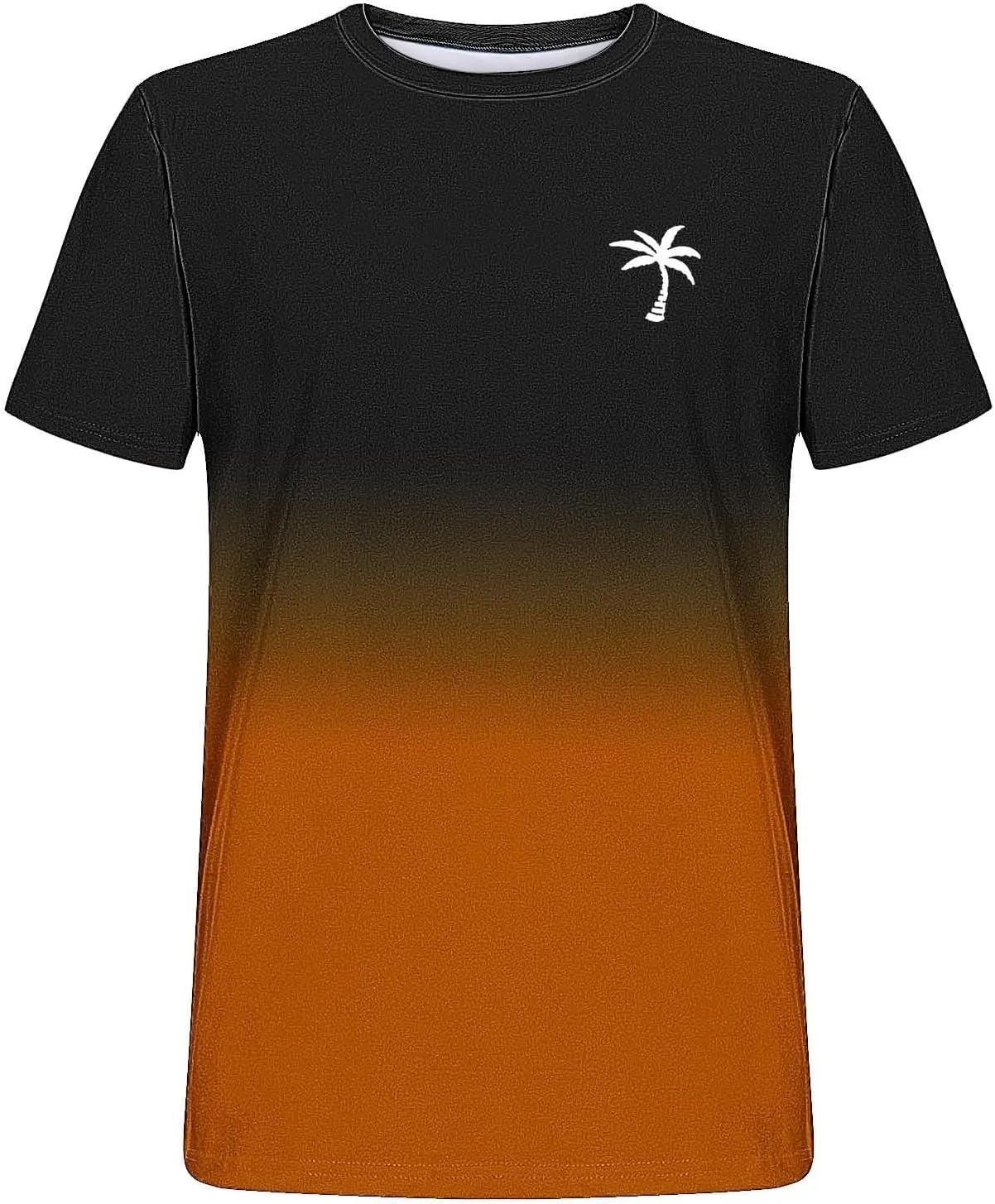 Graphic Beach Tees for Men Gradient Short Sleeve Summer Vacation T-Shirts Fashion Plam Tree Printed Streetwear Tees