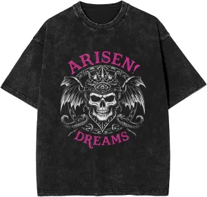 Graphic Tees Men's T-Shirts Unisex Oversized Tshirts for Men Vintage Tees Acid Wash Tshirt Gothic Skull Summer Tops