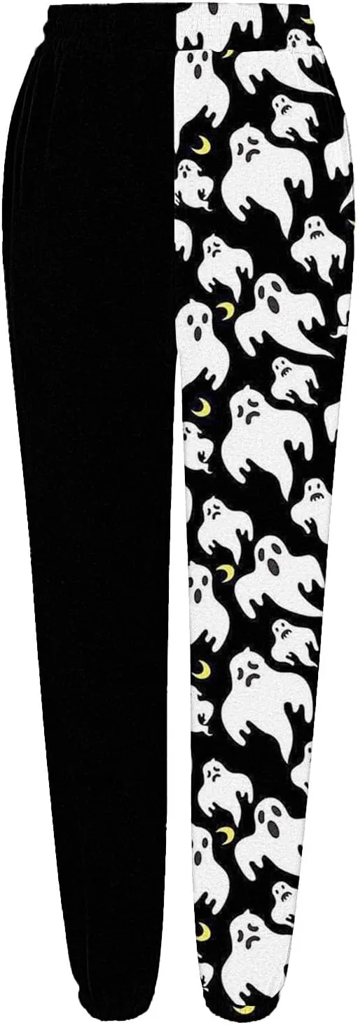Halloween Cartoon Sweatpants Women Funny Ghostface Cinch Bottoms High Waist Workout Active Jogger Pants with Pockets
