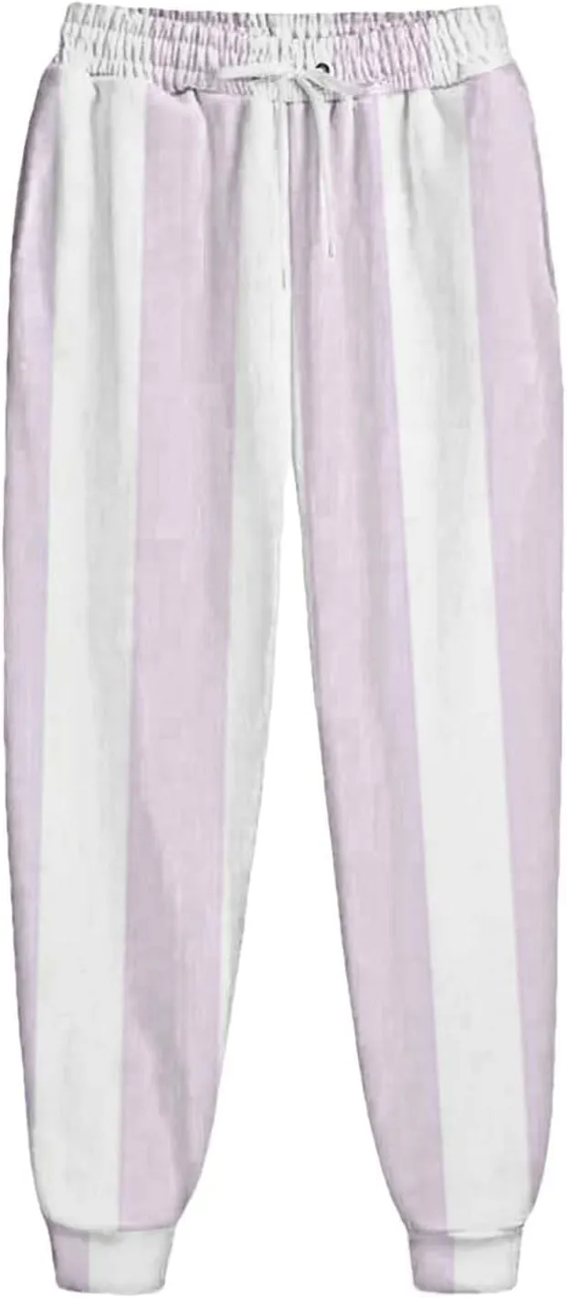 High Waisted Color Block Straight Leg Pants Printed Drawstring Baggy Trousers with Pockets Elastic Waisted Pants Women