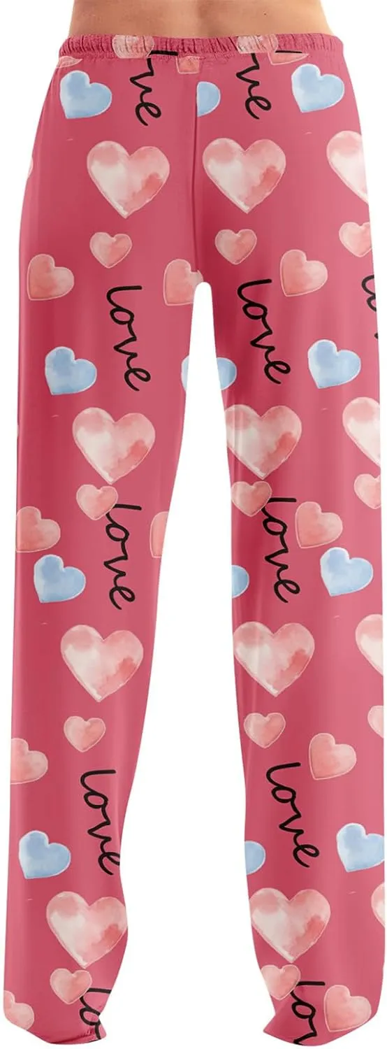 HTHLVMD Womens Pajama Pants Fashion Elastic Waist Relaxed Fit Drawstring Sleep Bottoms Pj Pants for Women