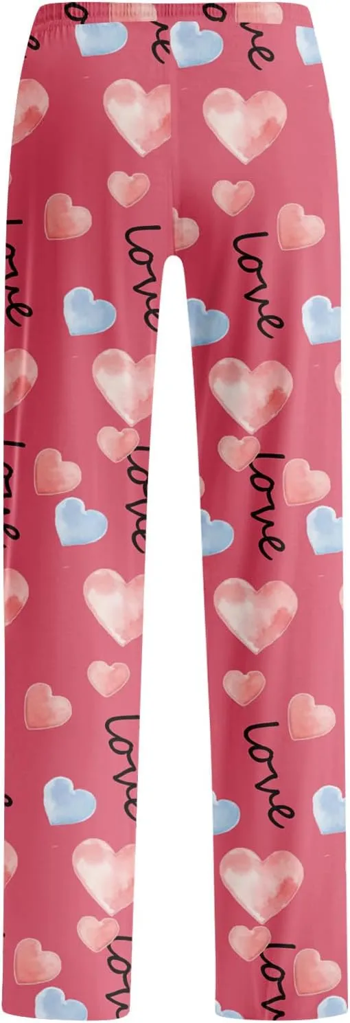 HTHLVMD Womens Pajama Pants Fashion Elastic Waist Relaxed Fit Drawstring Sleep Bottoms Pj Pants for Women