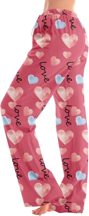 HTHLVMD Womens Pajama Pants Fashion Elastic Waist Relaxed Fit Drawstring Sleep Bottoms Pj Pants for Women