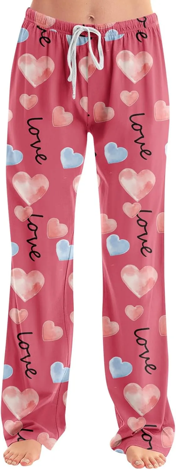 HTHLVMD Womens Pajama Pants Fashion Elastic Waist Relaxed Fit Drawstring Sleep Bottoms Pj Pants for Women