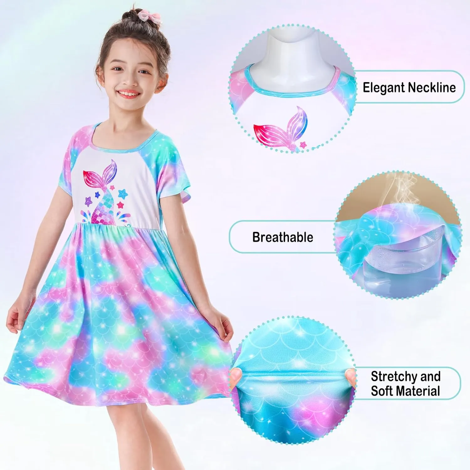 ICOSY Girls Nightgowns Unicorn Dress Pajamas for Kids Toddler Princess Nightgown Dress Unicorn Clothes for Girls