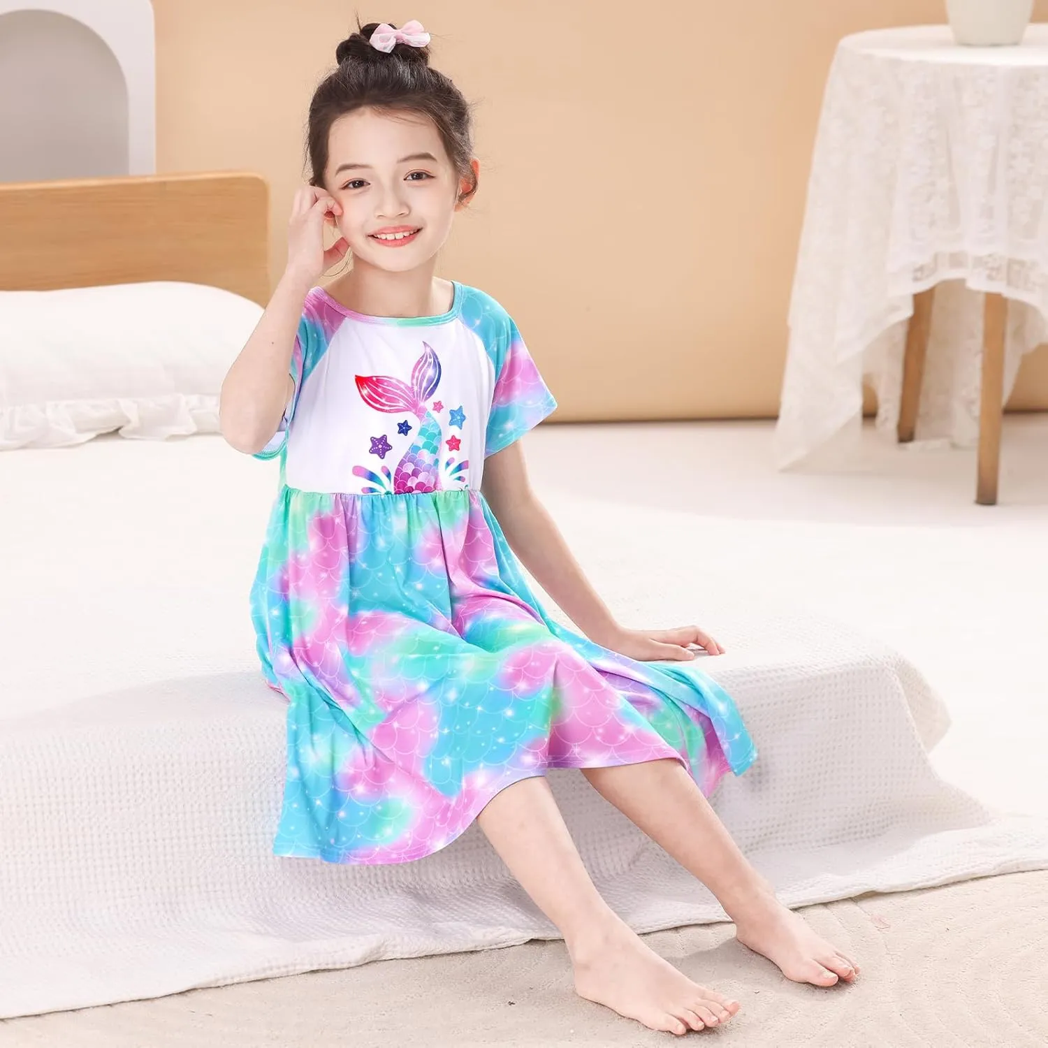 ICOSY Girls Nightgowns Unicorn Dress Pajamas for Kids Toddler Princess Nightgown Dress Unicorn Clothes for Girls
