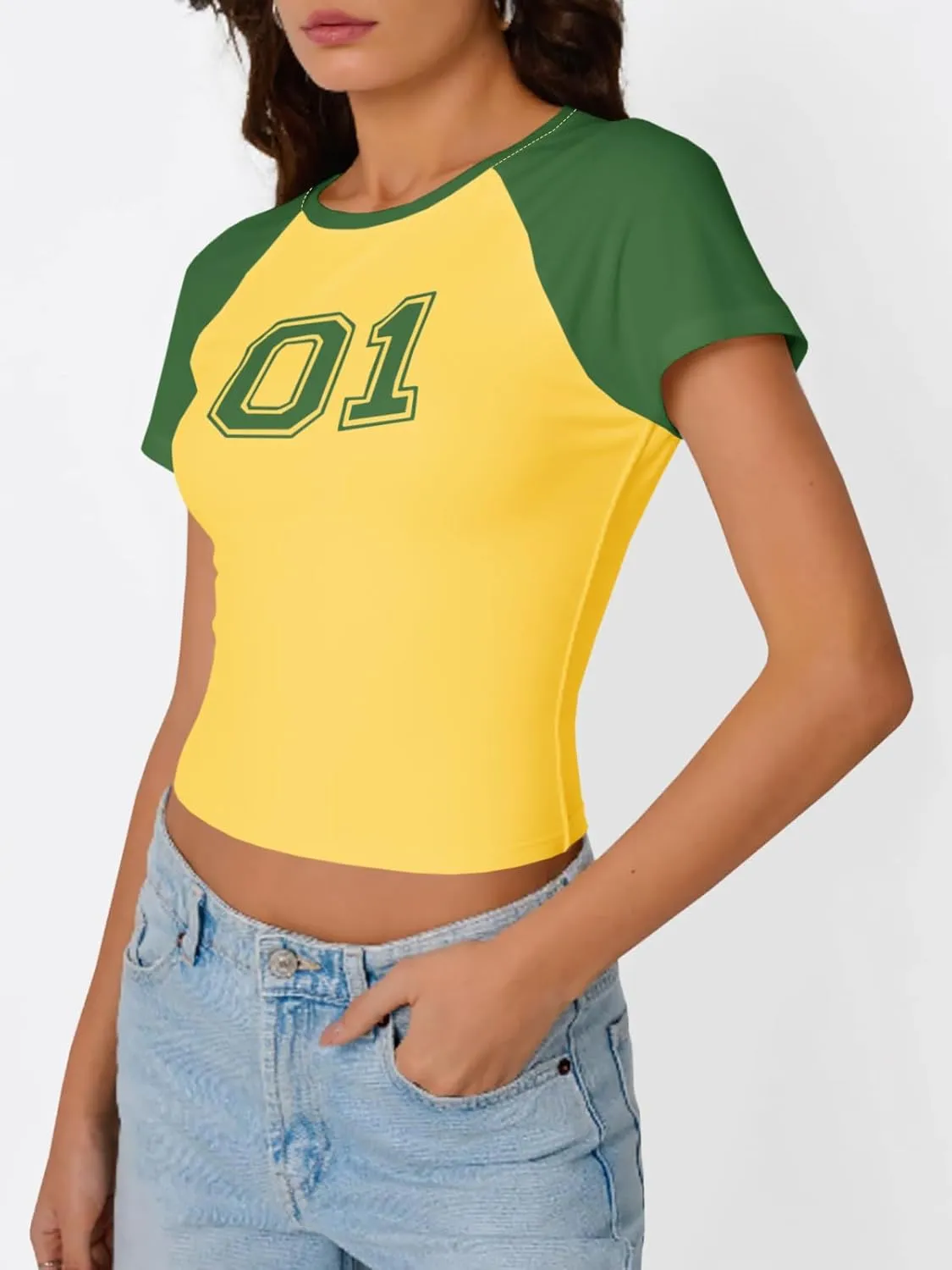 Imily Bela Womens Graphic T Shirt Y2k Baby Tees Summer Letter Print Casual Short Sleeve Slim Fit Crop Tops