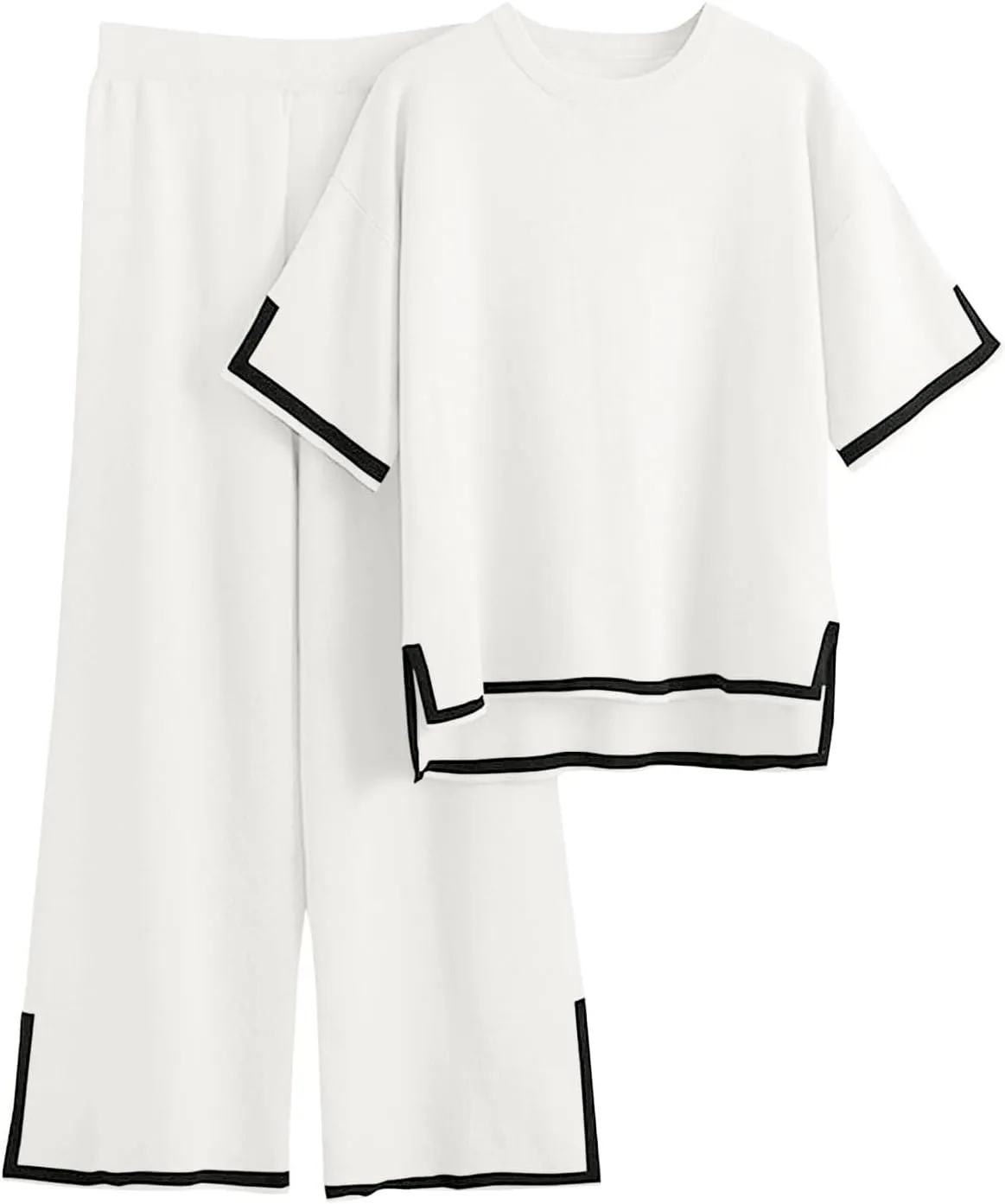 Imily Bela Womens Plus Size Lounge Sets 2 Piece Outfits Short Sleeve Pullover Tops Wide Leg Pants Summer Travel Outfits