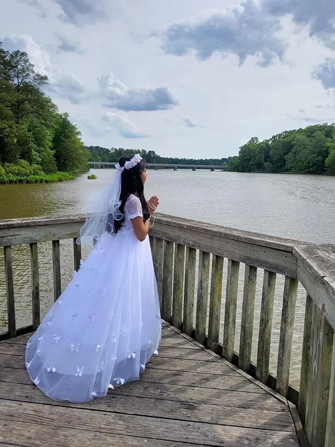 JISISANG Flower Girls Lace Tulle Ball Gowns with Bow-Knot First Communion Dresses Tutu Pageant Dress for Wedding Princess