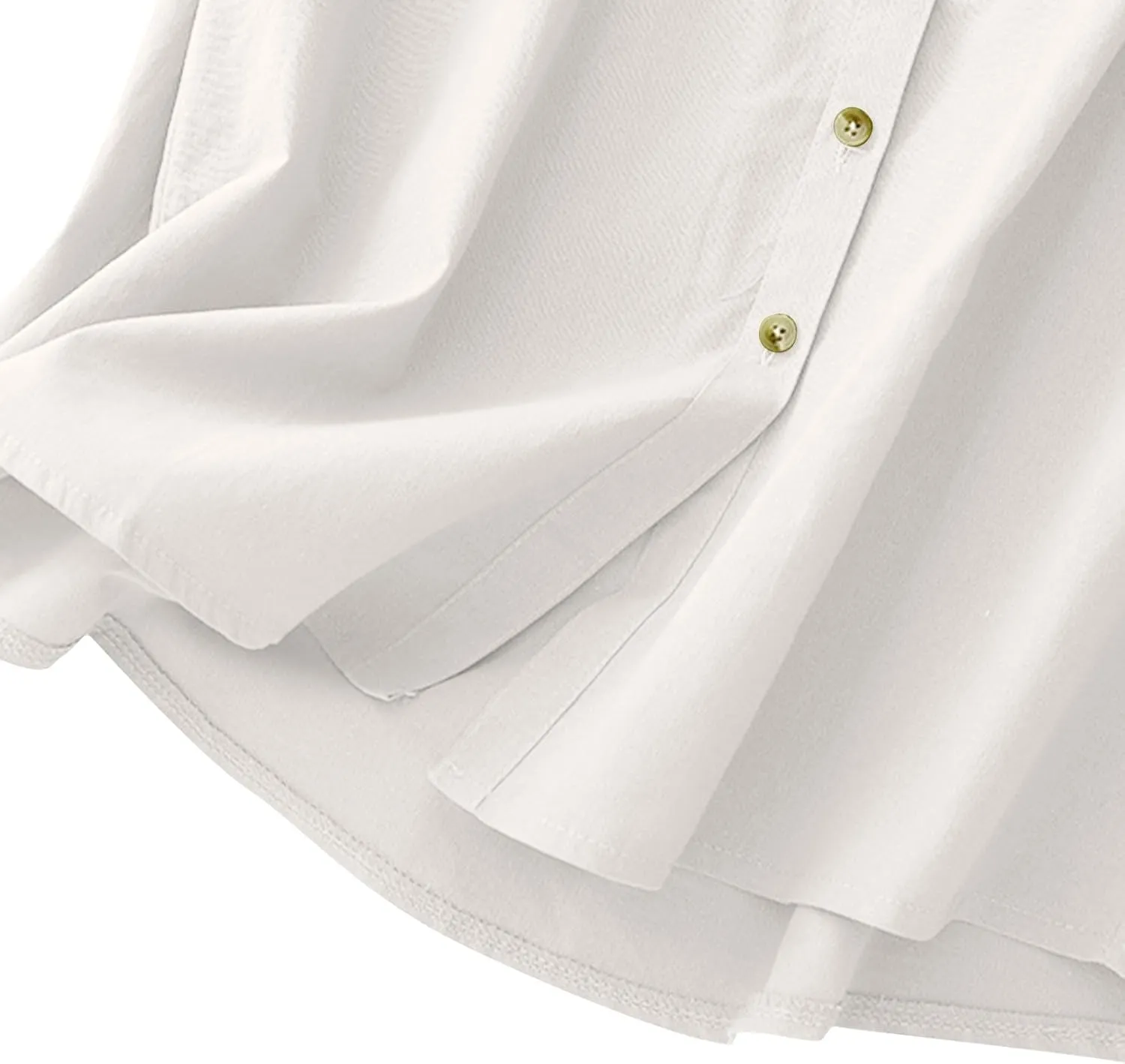 JOAU Women's Summer Button Down Cotton Linen Shirts Casual Sleeveless Frill Trim Crew Neck Cute Tank Tops Dressy Blouses